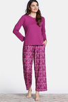 Zivame Knit Poly Pyjama Set - Festival Fuchsia — thumbnail 2